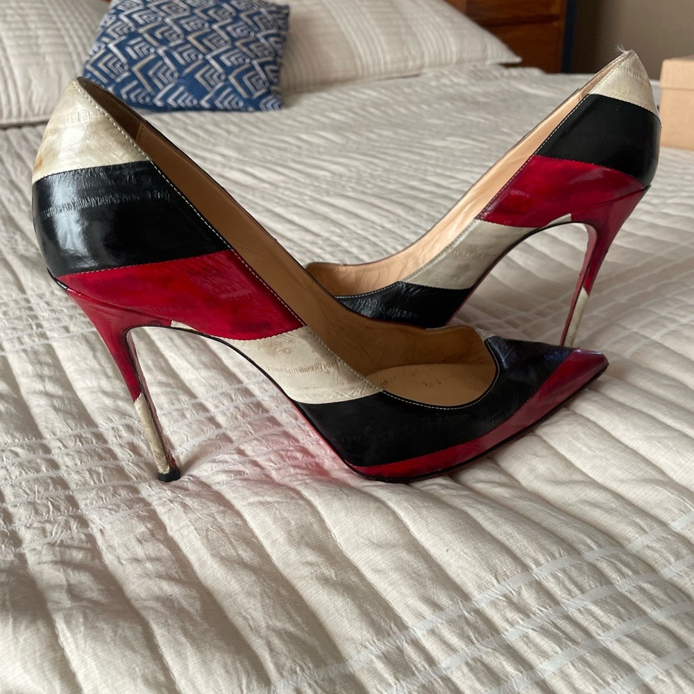 Christian Louboutin Red, Black, and Cream Heels - Picture 5 of 5